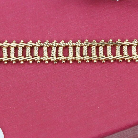 "Elegant Rose Gold Plated Bracelet with Textured Ladder Design, XPBL0858 - Picture 9 of 12